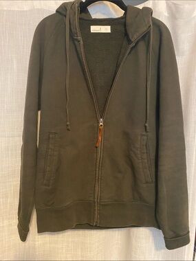 Men's Olive Green Zip-Up Hoodie Sweater